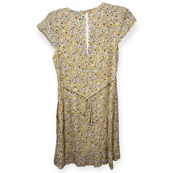Abercrombie & Fitch Yellow Floral Mini Dress with Pockets Sz Small Sundress - Picture 7 of 15